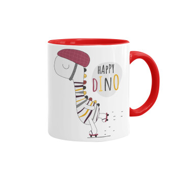 Happy Dino, Mug colored red, ceramic, 330ml