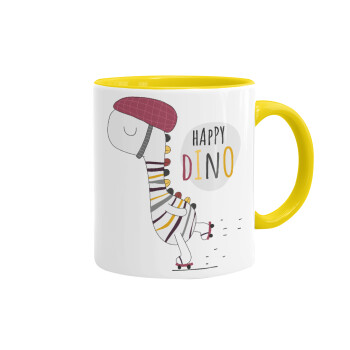 Happy Dino, Mug colored yellow, ceramic, 330ml