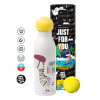 Tennis ball Metal mug thermos White, double wall, 550ml