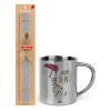 Easter Set, metallic thermal cup (300ml) & Easter aromatic flat candle (30cm) (GRAY)