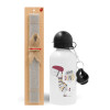 Easter Set, metallic aluminum water bottle (500ml) & aromatic flat Easter candle (30cm) (GRAY)