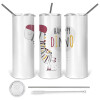 Tumbler stainless steel 600ml, with metal straw & cleaning brush