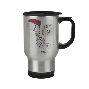 Happy Dino, Stainless steel travel mug with lid, double wall 450ml