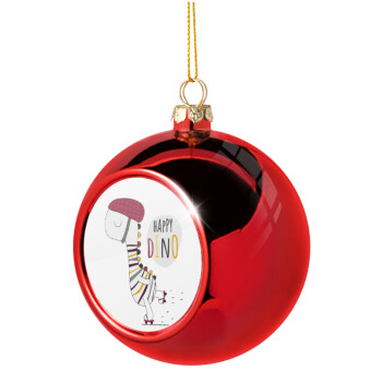 Happy Dino, Χριστουγεννιάτικη μπάλα δένδρου Κόκκινη 8cm