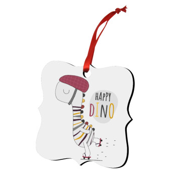 Happy Dino, Christmas ornament polygon wooden 7.5cm