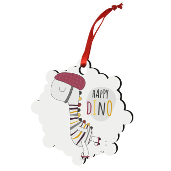 Happy Dino, Christmas ornament snowflake wooden 7.5cm