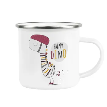 Happy Dino, Κούπα Μεταλλική εμαγιέ λευκη 360ml