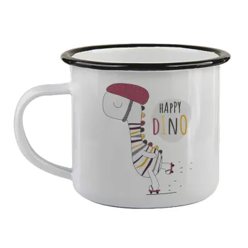 Happy Dino, Κούπα εμαγιέ με μαύρο χείλος 360ml