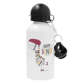 Happy Dino, Metal water bottle, White, aluminum 500ml