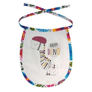 Happy Dino, Σαλιάρα μωρού αλέκιαστη με κορδόνι Χρωματιστή