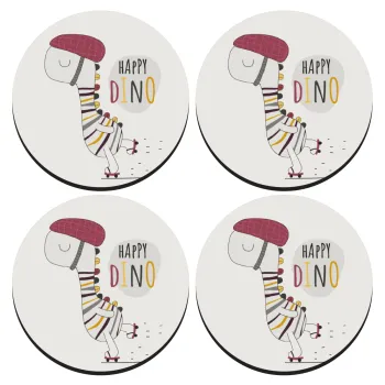 Happy Dino, ΣΕΤ 4 Σουβέρ ξύλινα στρογγυλά (9cm)