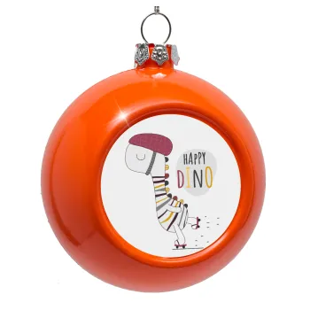 Happy Dino, Orange Christmas tree ornament bauble 8cm