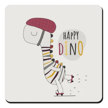 Happy Dino, Τετράγωνο μαγνητάκι ξύλινο 9x9cm