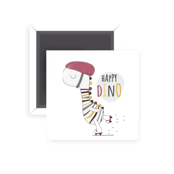 Happy Dino, Μαγνητάκι ψυγείου τετράγωνο διάστασης 5x5cm