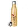Glitter gold stainless steel thermos bottle, double-walled, 500ml