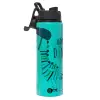 Metallic water bottle with safety lid, 850ml aluminum