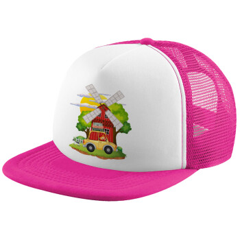 Toy car, Καπέλο Ενηλίκων Soft Trucker με Δίχτυ Pink/White (POLYESTER, ΕΝΗΛΙΚΩΝ, UNISEX, ONE SIZE)