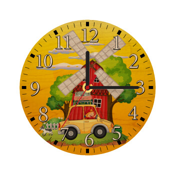 Toy car, Ρολόι τοίχου ξύλινο plywood (20cm)