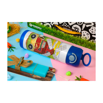 Toy car, Easter candle, Childrens hot water bottle, stainless steel, with safety straw, BLUE (500ml)