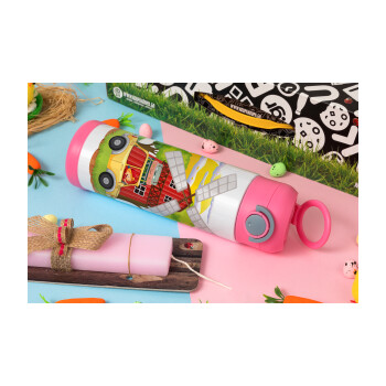 Toy car, Easter candle, Childrens hot water bottle, stainless steel, with safety straw, PINK (500ml)