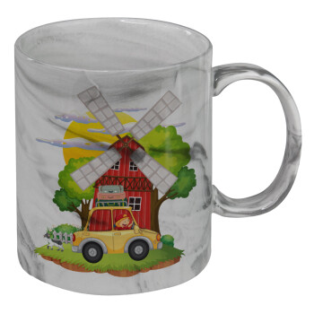 Toy car, Mug ceramic marble style, 330ml