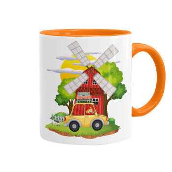 Toy car, Mug colored orange, ceramic, 330ml