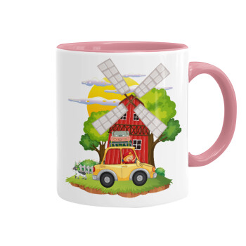 Toy car, Mug colored pink, ceramic, 330ml
