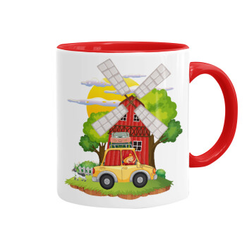 Toy car, Mug colored red, ceramic, 330ml