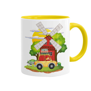 Toy car, Mug colored yellow, ceramic, 330ml