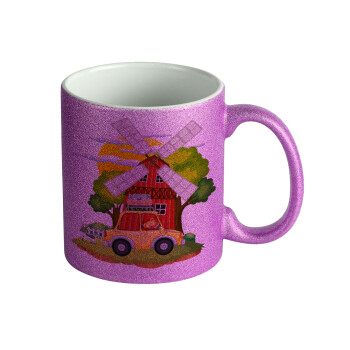 Toy car, Κούπα Μωβ Glitter που γυαλίζει, κεραμική, 330ml