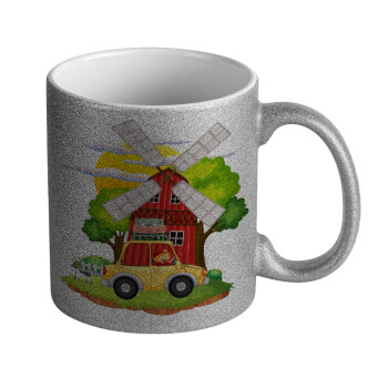 Toy car, Κούπα Ασημένια Glitter που γυαλίζει, κεραμική, 330ml