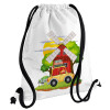 Backpack pouch GYMBAG white, with pocket (40x48cm) & thick cords