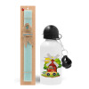 Easter Set, metallic aluminum water bottle (500ml) & scented flat candle (30cm) (TURQUOISE)