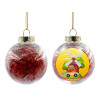Transparent Christmas tree ball ornament with red filling 8cm
