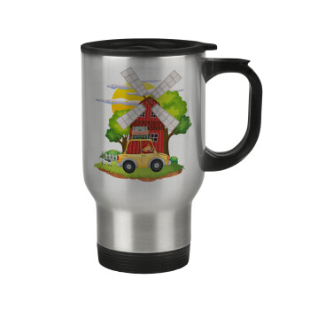 Toy car, Κούπα ταξιδιού ανοξείδωτη με καπάκι, διπλού τοιχώματος (θερμό) 450ml