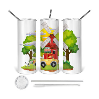 Toy car, 360 Eco friendly stainless steel tumbler 600ml, with metal straw & cleaning brush