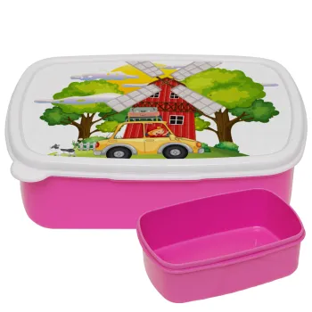 Toy car, ΡΟΖ παιδικό δοχείο φαγητού (lunchbox) πλαστικό (BPA-FREE) Lunch Βox M18 x Π13 x Υ6cm