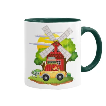 Toy car, Κούπα χρωματιστή πράσινη, κεραμική, 330ml