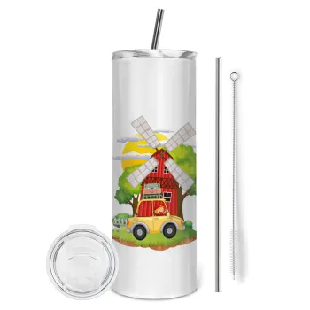 Toy car, Tumbler stainless steel 600ml, with metal straw & cleaning brush