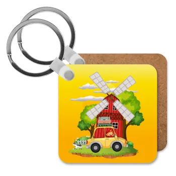 Toy car, Μπρελόκ Ξύλινο τετράγωνο MDF