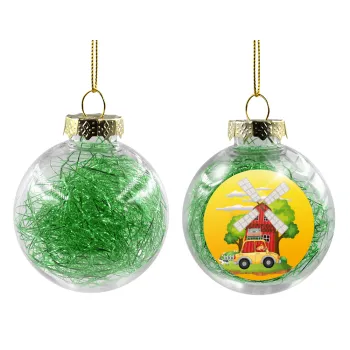 Toy car, Transparent Christmas tree ball ornament with green filling 8cm