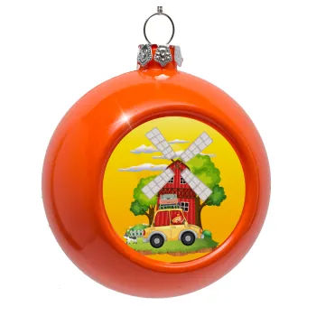 Toy car, Orange Christmas tree ornament bauble 8cm