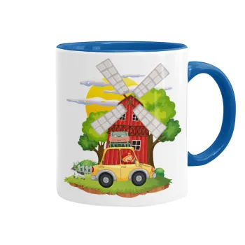 Toy car, Mug colored blue, ceramic, 330ml