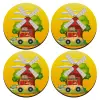SET of 4 round wooden coasters (9cm)