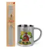Easter Set, metallic thermal cup (300ml) & Easter aromatic flat candle (30cm) (GRAY)