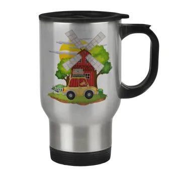 Toy car, Κούπα ταξιδιού ανοξείδωτη με καπάκι, διπλού τοιχώματος (θερμό) 450ml