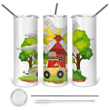 Toy car, Tumbler ποτήρι θερμό από ανοξείδωτο ατσάλι 600ml, με μεταλλικό καλαμάκι & βούρτσα καθαρισμού