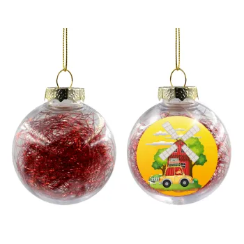 Toy car, Transparent Christmas tree ball ornament with red filling 8cm