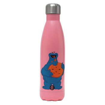 Cookie Monster, Metal mug thermos Pink Mat (Stainless steel), double wall, 500ml