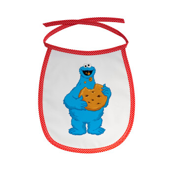 Cookie Monster, Σαλιάρα μωρού αλέκιαστη με κορδόνι Κόκκινη
